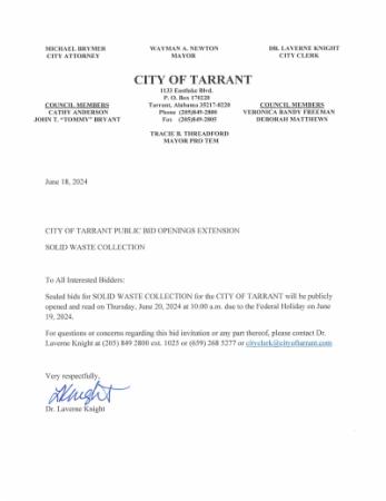 Solid Waste Bid Opening Extension